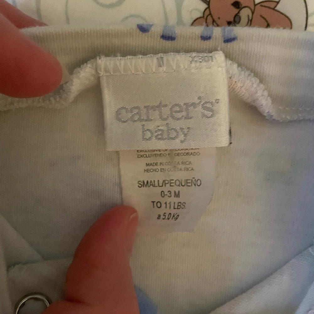 Vintage Carter’s Baby Footed Sleeper Striped Farm Theme-0-3M - Picture 3 of 4